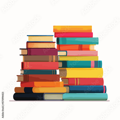 stash of book isolated in White Background, stash of book vector, Flat lay vector illustration