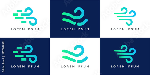 Set of wind logo design with line