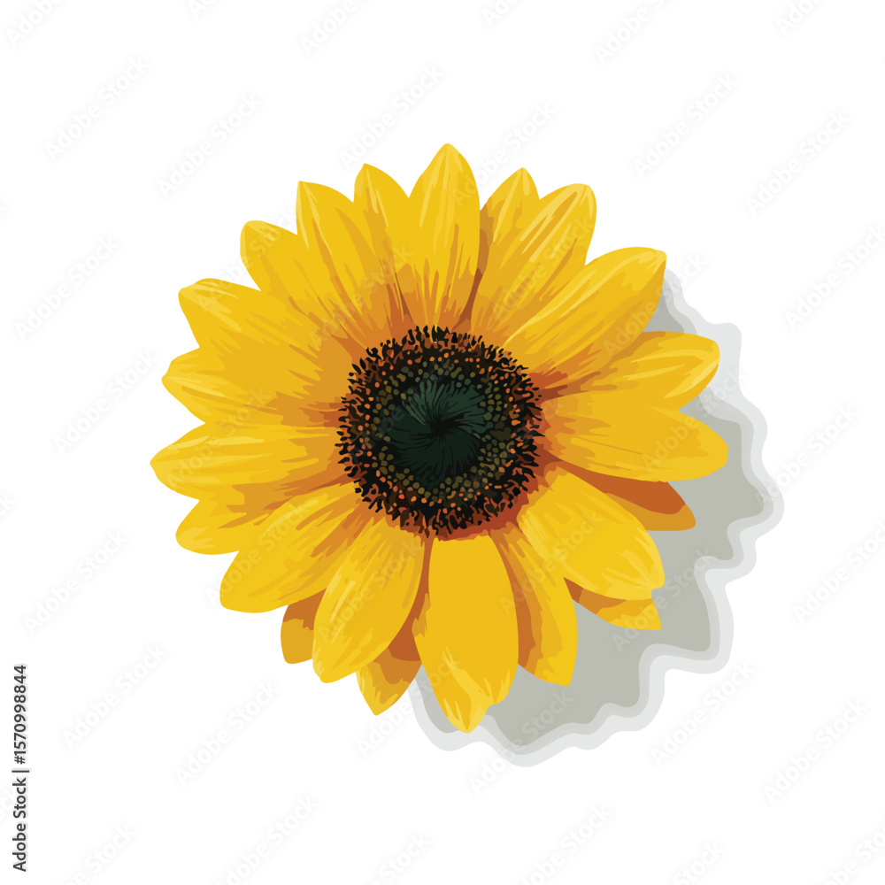 sunflower isolated in White Background, sunflower vector, Flat lay vector illustration sunflower isolated in White Background, sunflower vector, Flat lay vector illustration