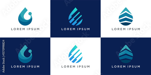 Set of water drop logo design template