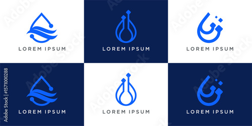 Set of water drop technology logo design
