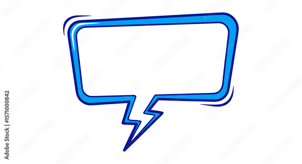 Fototapeta premium Cartoon Blue Speech Bubble – Bold Outline with Lightning Bolt Tail Dynamic Lightning Bolt Speech Bubble – Eye-Catching Vector Graphic 