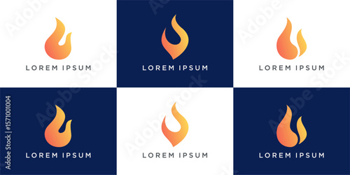 Set of simple fire logo design for various company