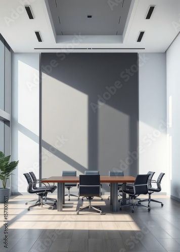 Modern meeting room with banner Empty room interior design architecture blank design room