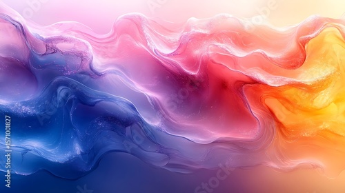 Abstract Fluid Art: Dynamic Gradient of Blue, Pink, Red, and Yellow Creating a Captivating Artistic Texture