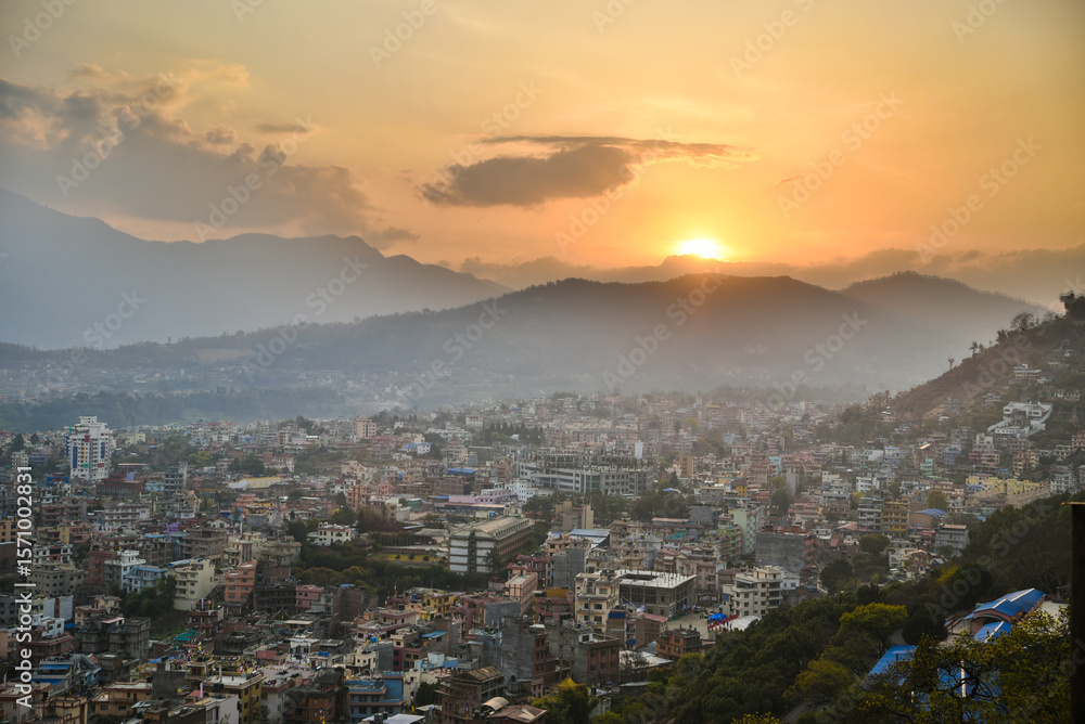 Early morning gaze out over the residential areas of Nepal Early morning gaze out over the residential areas of Nepal