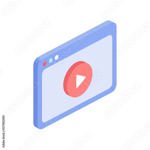 Free Download Isometric Video Player Minimalist 3D Interface with Play Button Design  - GFXLoad