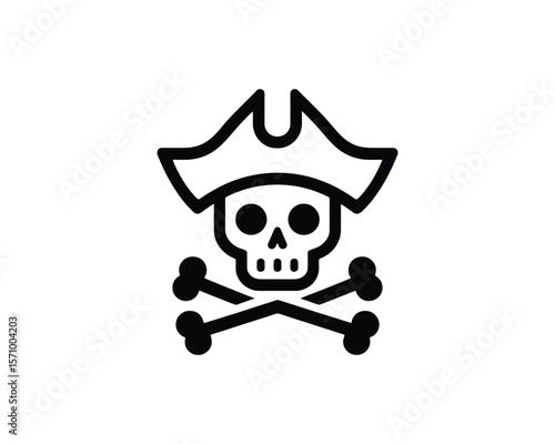 Vector pirate skull icon with crossbones for logo design