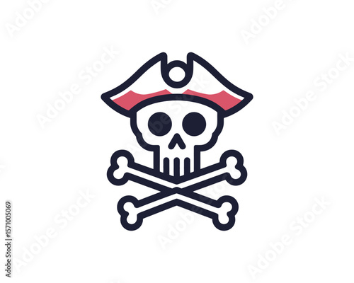 Playful pirate skull and crossbones icon vector illustration