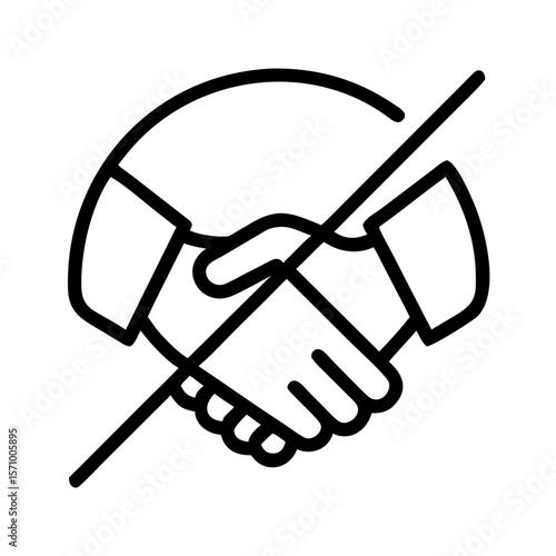 No handshake symbol illustrating prohibition of contact gesture  