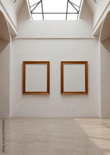 A large room with two empty frames on the wall Empty room interior design architecture blank design room