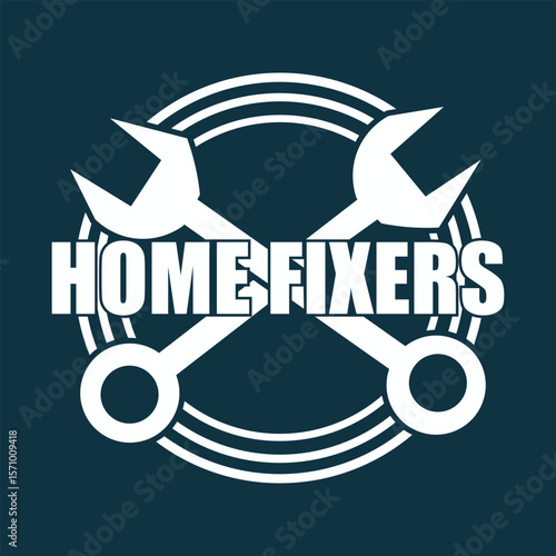 Home Fixers Logo – Crossed Wrenches Emblem for Handyman, Repair, and Maintenance Services, Ideal for Construction, Tools, and Home Improvement Branding