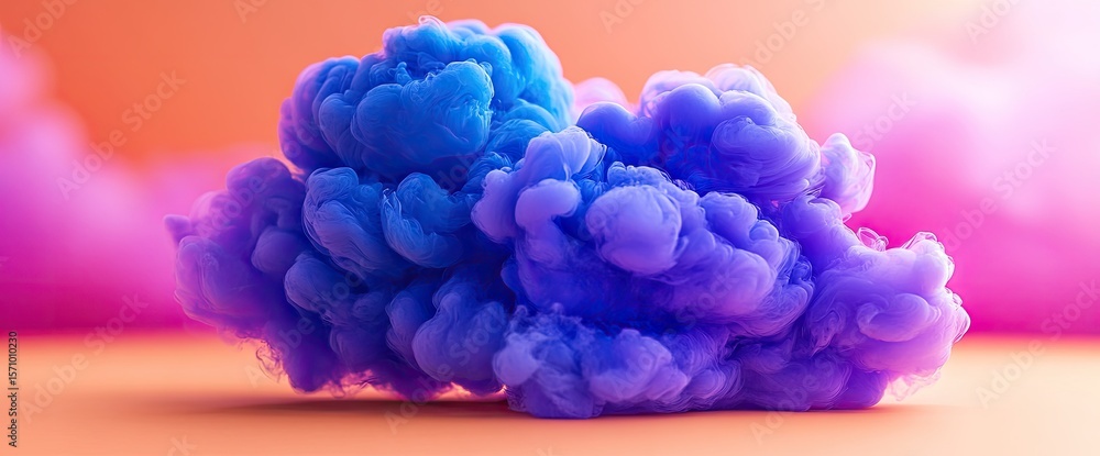 Obraz premium A vibrant, colorful cloud formation against a pastel backdrop, rendered in a soft, dreamlike quality