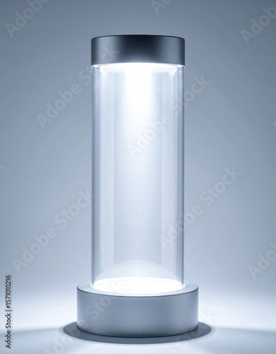 Modern Illuminated Acrylic Cylinder Display Case