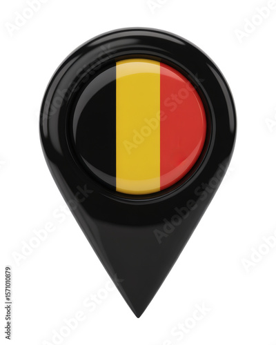 Title: High Quality 3D Rendering of a Sleek Black Map Pointer Featuring the Vibrant Belgium Flag Icon Free Download Title: High Quality 3D Rendering of a Sleek Black Map Pointer Featuring the Vibrant Belgium Flag Icon - GFXLoad
