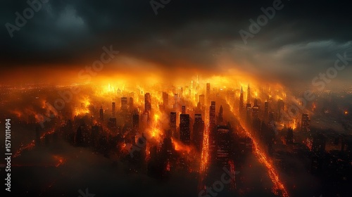 City ablaze in fiery apocalypse