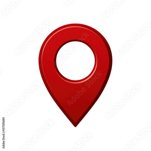 Free Download Shiny red map location pin icon with inner circle isolated on transparent background - GFXLoad