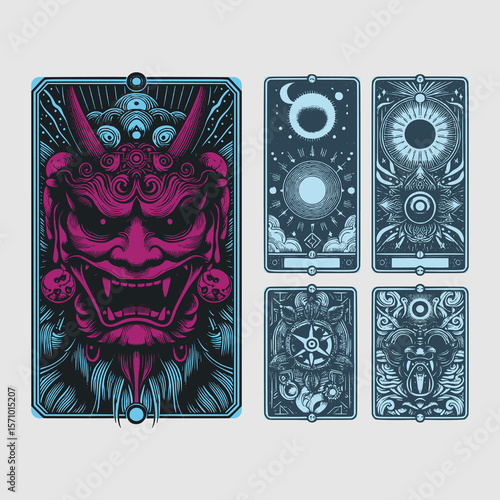 japanese demons wear no names, only masks like this one, framed in cursed vector