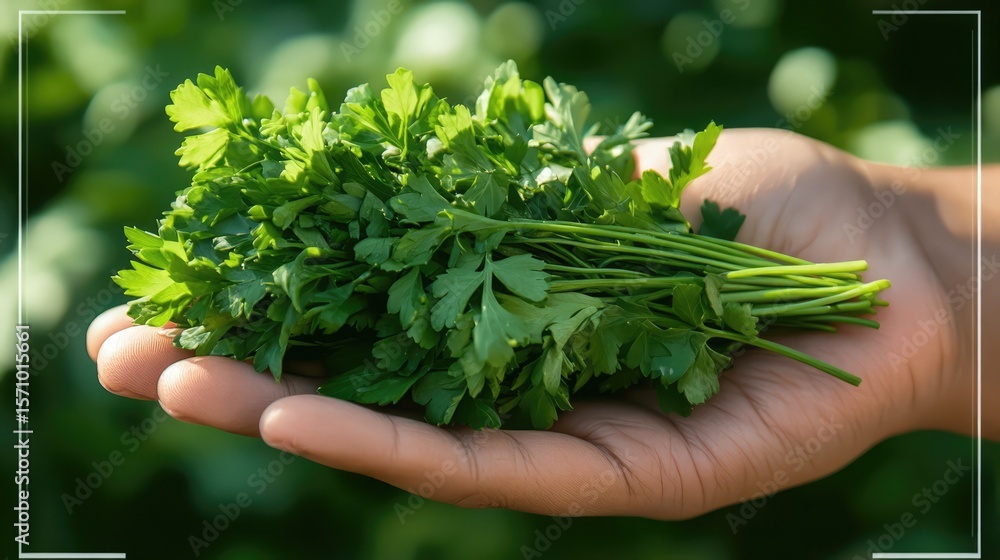 A close-up of a person’s hand holding a small bunch of fresh herbs, with the bright green leaves symbolizing the importance of using fresh ingredients in cooking and healthy living. A close-up of a person’s hand holding a small bunch of fresh herbs, with the bright green leaves symbolizing the importance of using fresh ingredients in cooking and healthy living.