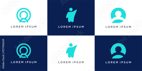 Set of people consult logo design template