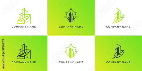 Set of eco real estate building logo design