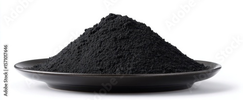 The black powder on a plate representing versatility in culinary applications.