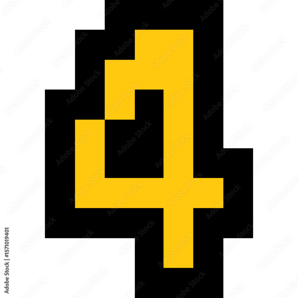 Obraz premium Pixel art number 4, Number arcade style