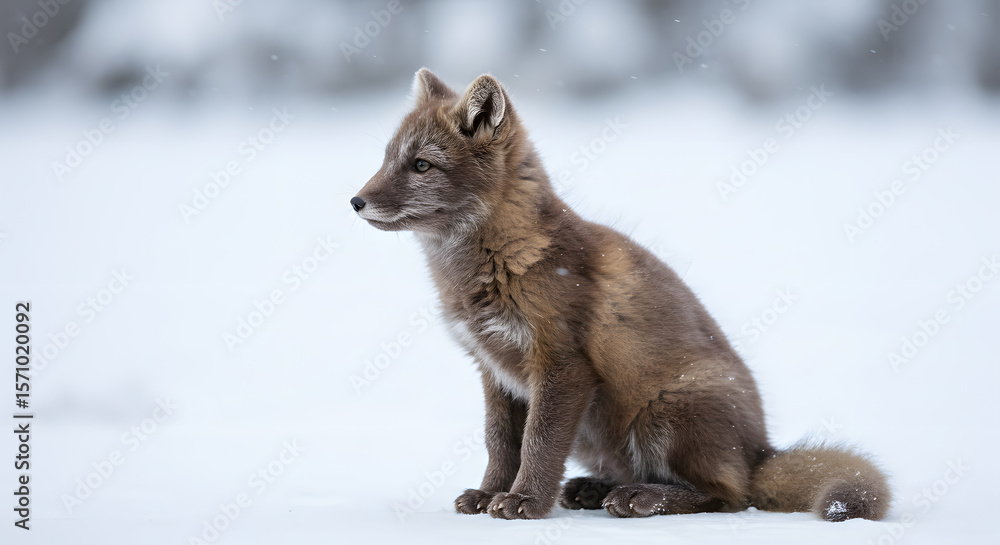 Naklejka premium Arctic Fox in Winter: A Portrait in Snow