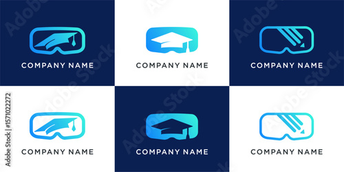 Set of virtual learning logo design template