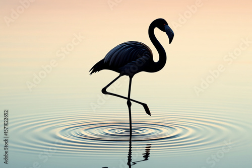 silhouette of flamingo