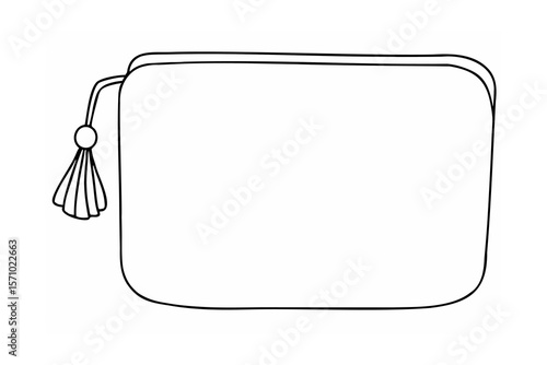 Black outline pouch with tassel cosmetic bag makeup bag