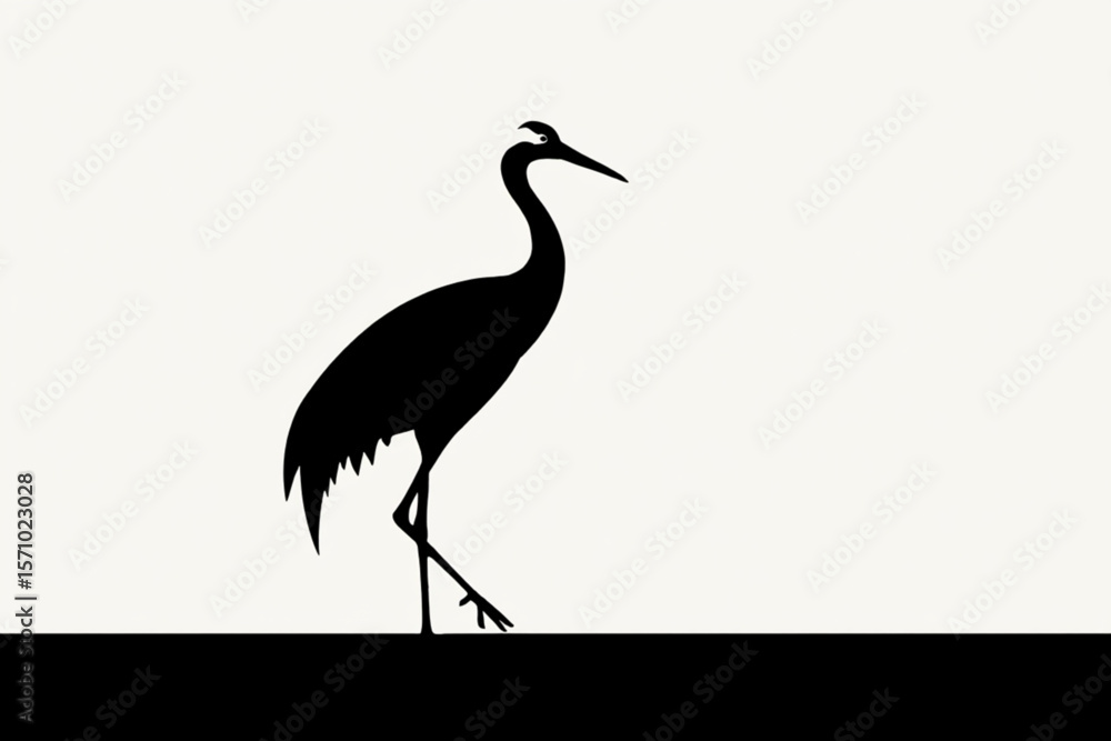 Fototapeta premium heron silhouette isolated on white