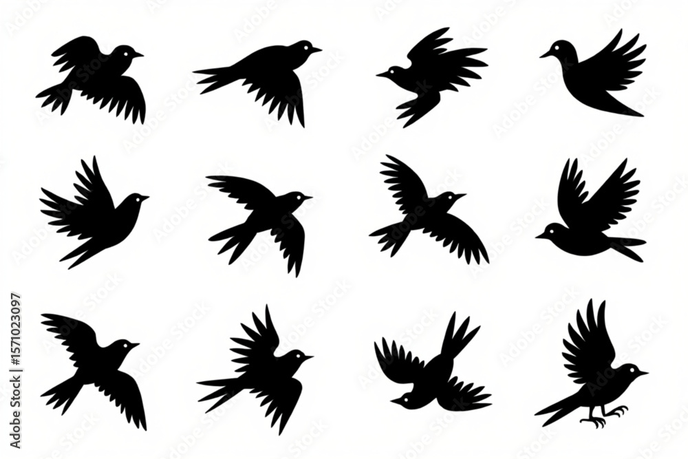 Obraz premium Set of eagle silhouettes