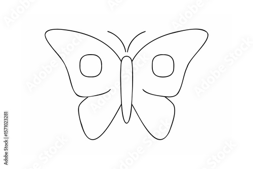 Simple black outline butterfly with circles on wings