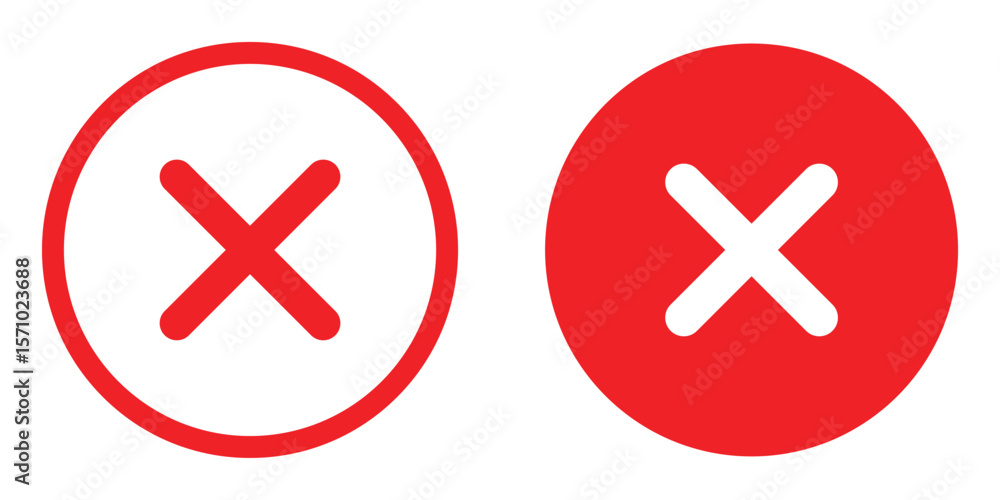 Obraz premium Cross sign element. red x icon circle