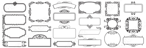Vector illustration set of decorative vintage frames isolated. Art design border labels. Blank frames template. Graphic retro element