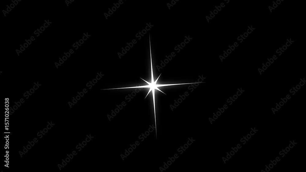 single star glitter, sparkle, twinkle animation on traparent. sfx included