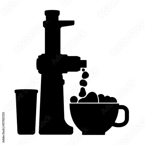 Silhouette of juicer with pulp separation, waste-free kitchen efficiency