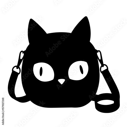 Black cat crossbody bag silhouette, minimalist bookish accessory