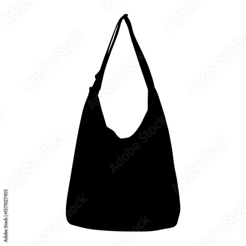 Silhouette of double strap hobo bag, black and white simplicity, relaxed retro style