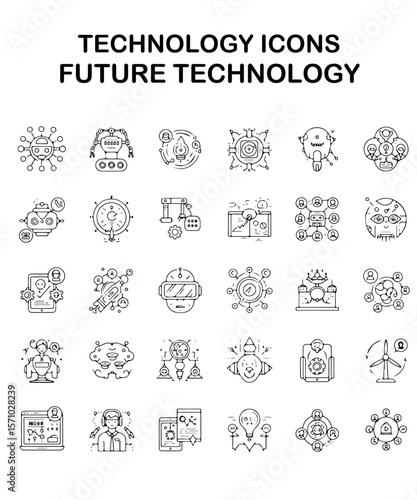 Icon Future Technology Set Vector 