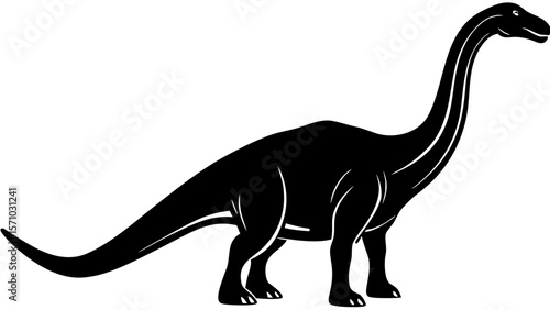 Brontosaurus Dinosaur Silhouette – Prehistoric Herbivore Vector Clipart