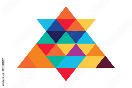 Abstract geometric star made of colorful triangle shapes Ai Generated