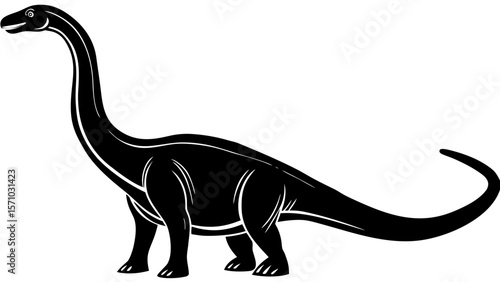 Brachiosaurus Dinosaur Silhouette – Jurassic Long Neck Vector Art