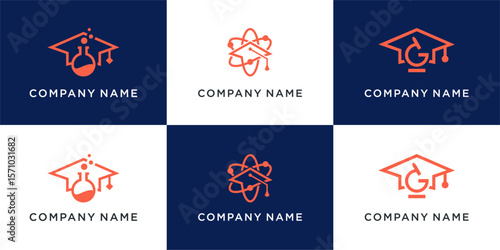 Set of School science logo design combine