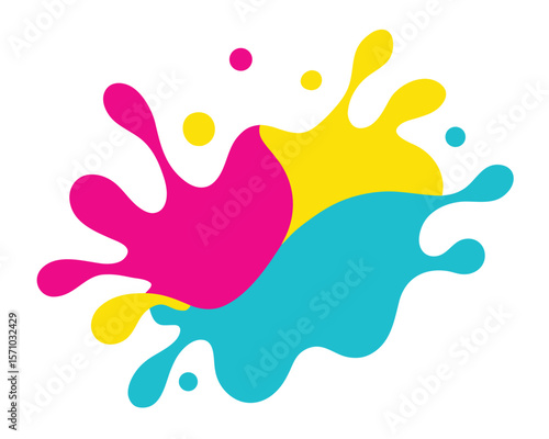 Abstract colorful paint splash with overlapping shapes design Ai Generated