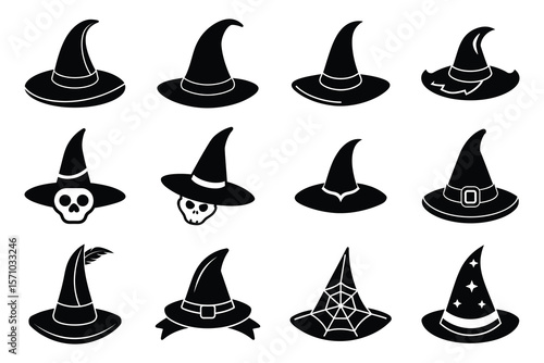 Witch Hat Silhouette Icon Bundle