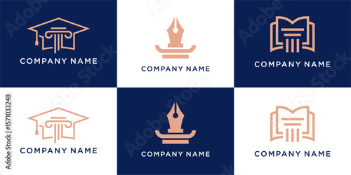 Set of Justice law school logo design combine