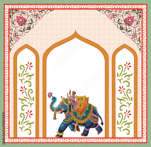 Indian traditional flower motif. Botanical floral ethnic motif, Traditional indian Mughal floral motif ethnic decorative border pattern design, perfect for wallpaper, textile pattern, cloth print,