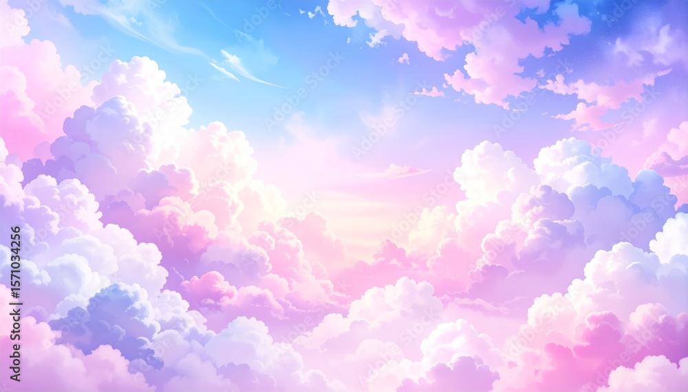 Fototapeta premium 雲と輝く星の柔らかい抽象的な背景 生成AI
